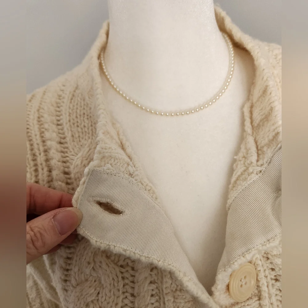 GAP Y2K Cream Cable Knit Cardigan Jacket M